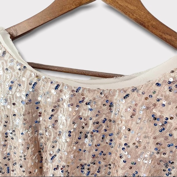 Eliza J Gold Sequin Metallic Long Sleeve Cocktail Dress - Picture 11 of 13